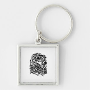 Cottagecore Aesthetic Frog Mushroom Goblincore Art Key Ring