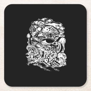 Cottagecore Aesthetic Frog Mushroom Goblincore Cre Square Paper Coaster