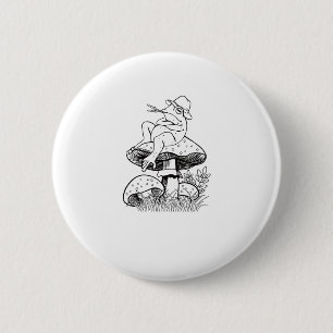Cottagecore Aesthetic Frog On A Mushroom Goblincor 6 Cm Round Badge