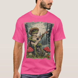 Cottagecore Aesthetic Frog With Banjo Guitar Under T-Shirt