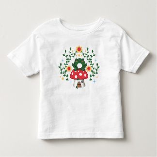 Cottagecore Aesthetic Kawaii Frog on Mushroom Cott Toddler T-Shirt