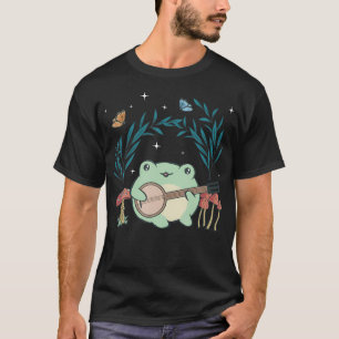 Cottagecore Aesthetic Kawaii Frog Playing Banjo Gu T-Shirt