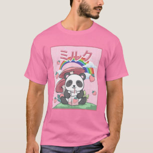 Cottagecore Aesthetic Kawaii Panda Strawberry Milk T-Shirt