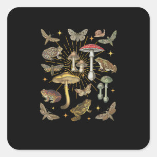 Cottagecore Aesthetic Mushroom Frog Butterfly Gobl Square Sticker