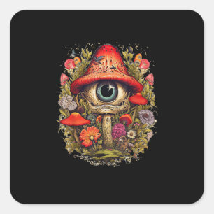 Cottagecore Aesthetic Mushroom Goblincore Design Square Sticker