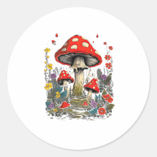 Cottagecore Aesthetic Mushroom Goblincore Minimal  Classic Round Sticker