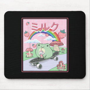 Cottagecore Aesthetic Skateboarding Frog Drinking Mouse Pad