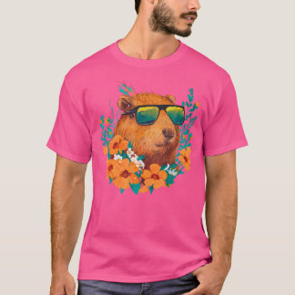 Cottagecore Aesthetic Sunglasses Capybara Funny Ro T-Shirt
