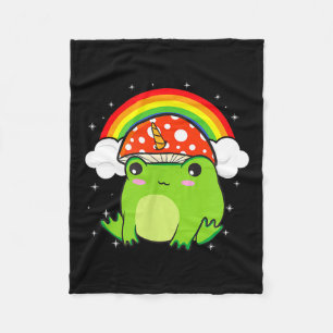 Cottagecore Aesthetic Unicorn Frog Mushroom Hat Go Fleece Blanket