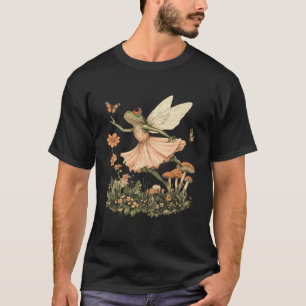 Cottagecore Aesthetic Vintage Fairy Frog Dancing W T-Shirt