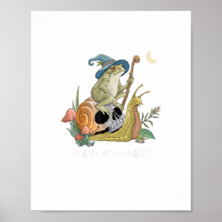Cottagecore Aesthetic Witch Frog Snail Mushroom Go Poster