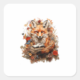 Cottagecore Aesthetic  With Book Cute Goblincore Square Sticker