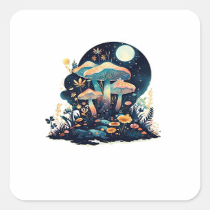Cottagecore And Aesthetic Goblincore Mushroom Fair Square Sticker