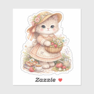 Cottagecore Animal Art Custom-Cut Vinyl Sticker