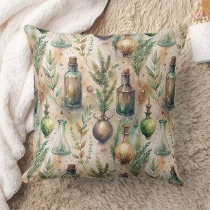 Cottagecore Apothecary Bottles Botanical Cushion