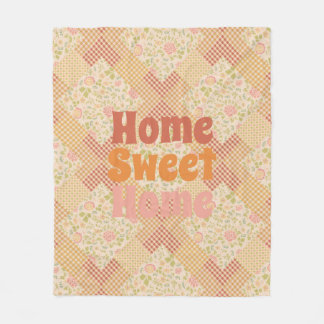 Cottagecore Autumn Floral Patchwork Quilt Pattern Fleece Blanket