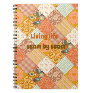 Cottagecore Autumn Floral Patchwork Quilt Pattern Notebook