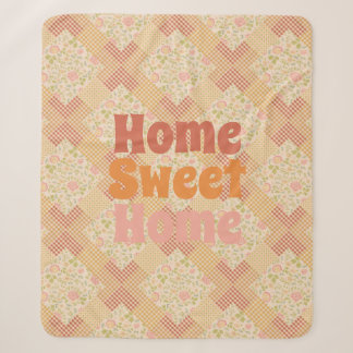 Cottagecore Autumn Floral Patchwork Quilt Pattern Sherpa Blanket