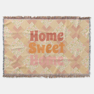 Cottagecore Autumn Floral Patchwork Quilt Pattern Throw Blanket