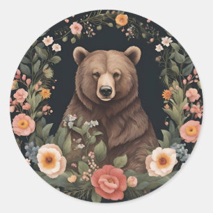 Cottagecore Bear Classic Round Sticker