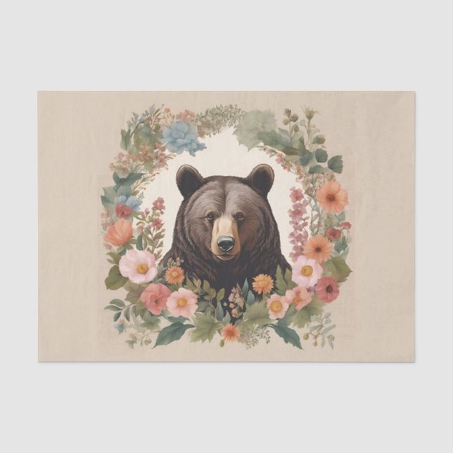 Cottagecore Bear Decoupage Tissue Paper (Front)