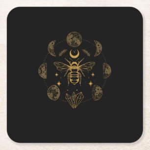 Cottagecore Bee Mystical Magical Goblincore Moon P Square Paper Coaster