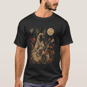 Cottagecore Belgian Malinois Dog Playing Guitar T-Shirt