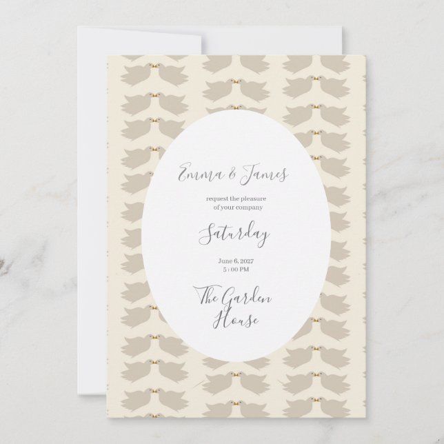 Cottagecore birds kissing invitation (Front)