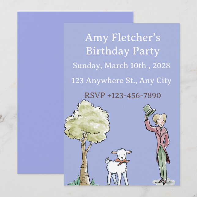  Cottagecore Birthday Invitation girls (Front/Back)