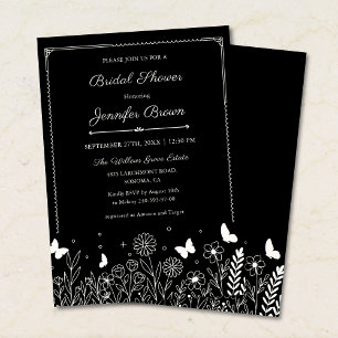 Cottagecore Black Garden Bridal Shower Invitation