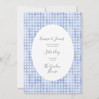Cottagecore Blue Paid chequered Invitation