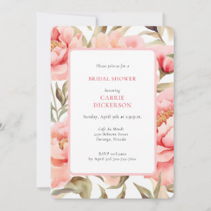 Cottagecore Blush Floral Bridal Shower w/ QR Code  Invitation