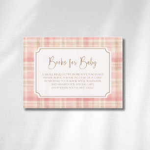 Cottagecore Blush Ivory Plaid Gold Books For Baby Enclosure Card