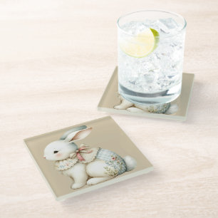 Cottagecore Bunny Charm Glass Coaster