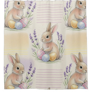 Cottagecore Bunny Lavender Pastel Easter Pattern Shower Curtain