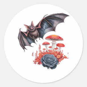Cottagecore Butterflies Bats Mushroom Goblincore Classic Round Sticker