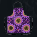 Cottagecore Butterfly & Flower Grid Pattern Apron<br><div class="desc">Step into a whimsical garden with this unique textured floral pattern. The design features large, stylized sunflowers (or dahlias) in a stunning gradient of purple, pink, and orange, giving them a soft, velvet-like appearance. Cute purple butterflies flutter between the blooms, all set against a delicate pastel pink trellis background. Perfect...</div>