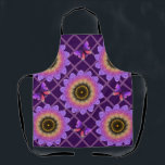 Cottagecore Butterfly & Flower Grid Pattern Apron<br><div class="desc">Step into a whimsical garden with this unique textured floral pattern. The design features large, stylized sunflowers (or dahlias) in a stunning gradient of purple, pink, and orange, giving them a soft, velvet-like appearance. Cute purple butterflies flutter between the blooms, all set against a delicate pastel pink trellis background. Perfect...</div>