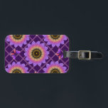 Cottagecore Butterfly & Flower Grid Pattern Luggage Tag<br><div class="desc">Step into a whimsical garden with this unique textured floral pattern. The design features large, stylized sunflowers (or dahlias) in a stunning gradient of purple, pink, and orange, giving them a soft, velvet-like appearance. Cute purple butterflies flutter between the blooms, all set against a delicate pastel pink trellis background. Perfect...</div>