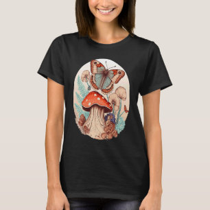 Cottagecore Butterfly Mushroom Forest Plants Botan T-Shirt