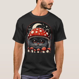 Cottagecore Cat Mushroom Hat Aesthetic Women Girls T-Shirt
