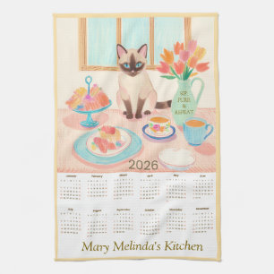 Cottagecore Cat & Tea 2026 Kitchen Towel Calendar
