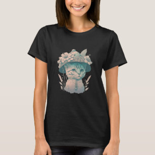Cottagecore Cat Vintage Retro Cat In a Mushroom Ha T-Shirt