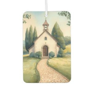 Cottagecore Chapel Path Pastel Landscape Car Air Freshener