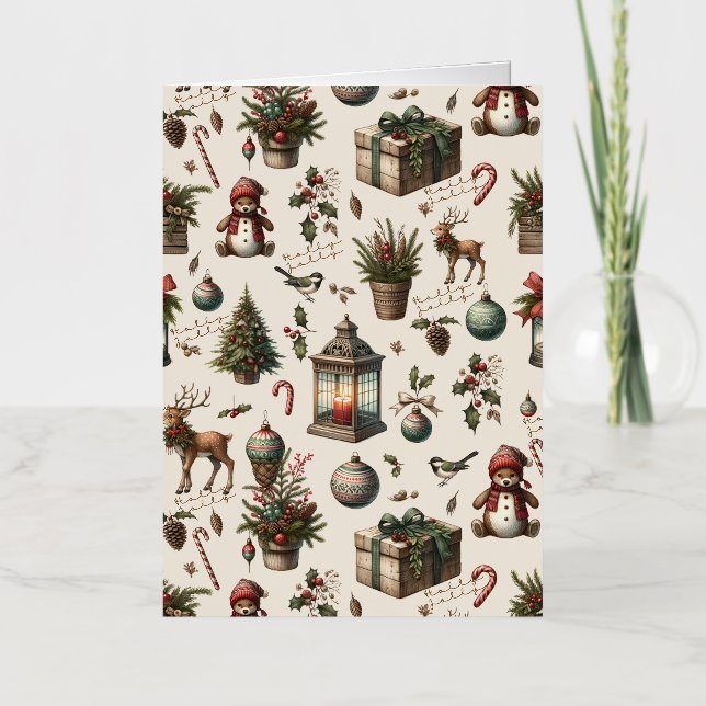 Cottagecore Christmas Foil Greeting Card (Front)