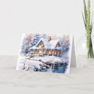 Cottagecore Christmas Winter Hut Christmas Cards