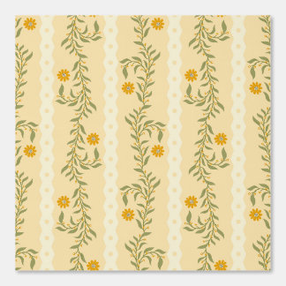 Cottagecore Climbing Floral Stripes - Light Yellow Wallpaper