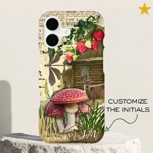 Cottagecore Collage Mushroom Fruit Custom Name