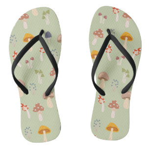 Cottagecore Colourful Mushrooms Pattern Jandals