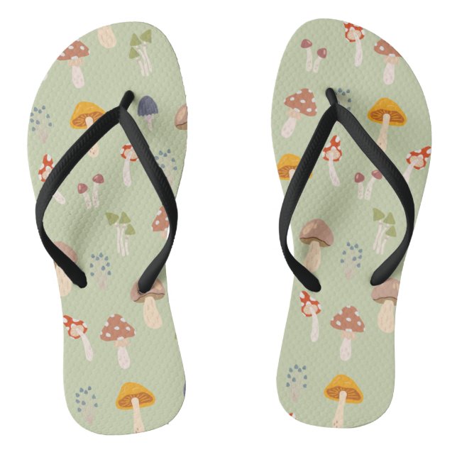 Cottagecore Colourful Mushrooms Pattern Jandals (Footbed)